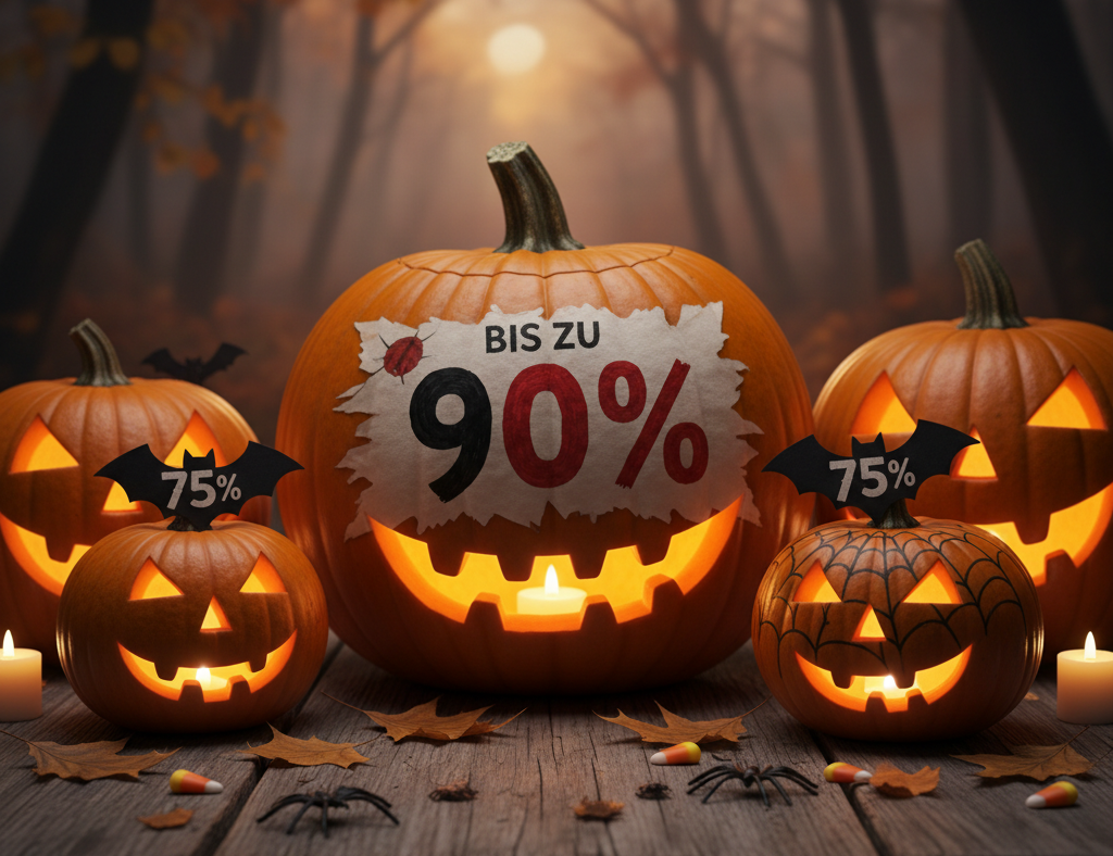 Halloween Kürbis mit Rabattzeichen