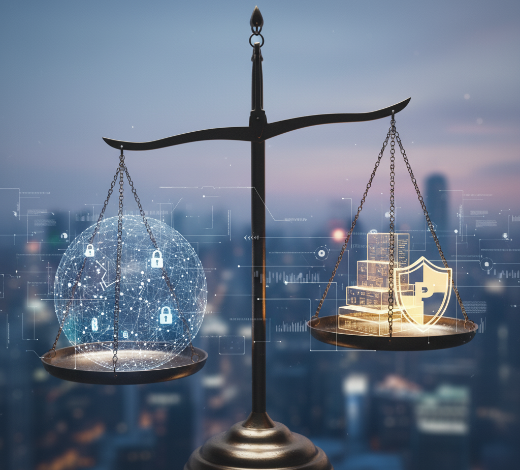 Waage und globales Netzwerk